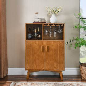 31.5" Liquor Cabinet with Wine Glass Holder & Wine Rack & Adjustable Shelf, Wine Cabinet, Kitchen Coffee Bar Cabinet