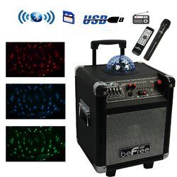 beFree Sound Projection Party Light Dome 6.5 Inch Subwoofer Bluetooth Portable Party Speaker with USB/ SD Input, FM Radio